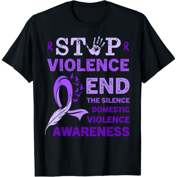 Family Domestic Violence Awareness Purple Ribbon T-Shirt