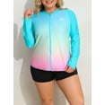 thumbnail image 5 of Charmo Womens Plus Size Long Sleeve Rash Guard Top Zipper Sufing Swim Shirt, 5 of 5