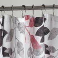 thumbnail image 2 of Dainty Home Printed Waffle 3D Textured Waffle Weave Textured Leaves Designed Fabric Shower Curtain with 12 Roller Ball Hooks included 70" x 72" in Black/Pink, 2 of 7