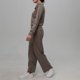 thumbnail image 5 of Conjunto de sudadera con media cremallera y pantalón de pierna ancha para mujer Cómodo traje de chándal de color sólido, 5 of 7