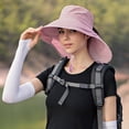thumbnail image 3 of YAOBAMM Chapeau de Bassin pour Femmes Chapeau de Pêcheur Large Bord Design Châle Corde Coupe-Vent Réglable Léger Visière Trou Queue de Cheval, 3 of 7