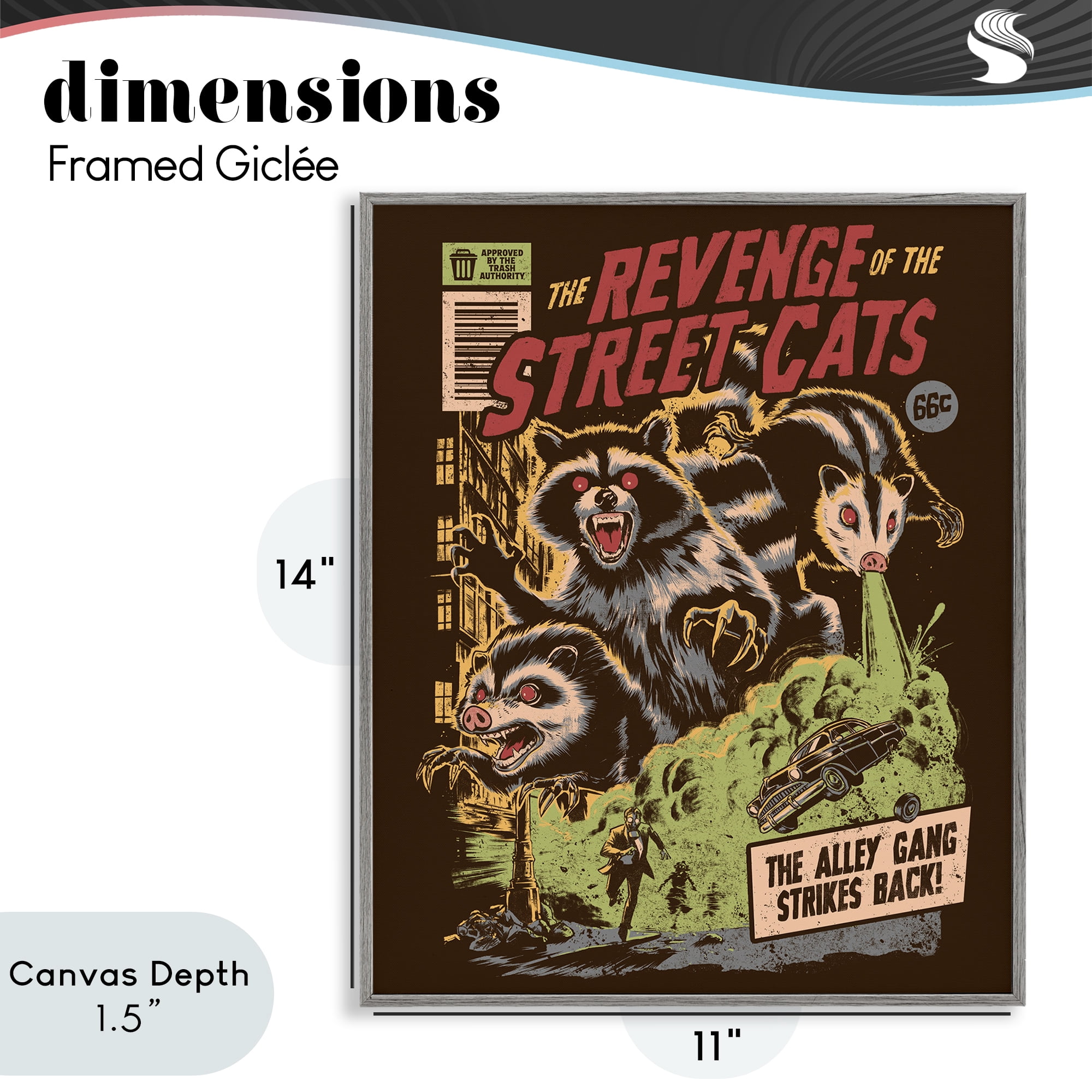Stupell Industries Revenge Of Street Cats Gray Framed Giclee Art, design by EduEly Designs