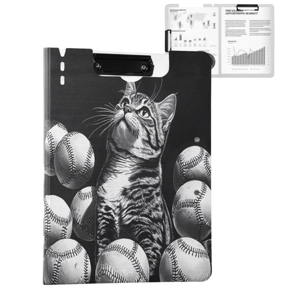 ALAZA Cat in Baseball A4 Foldable Clipboard 360 Degree Folder Binder