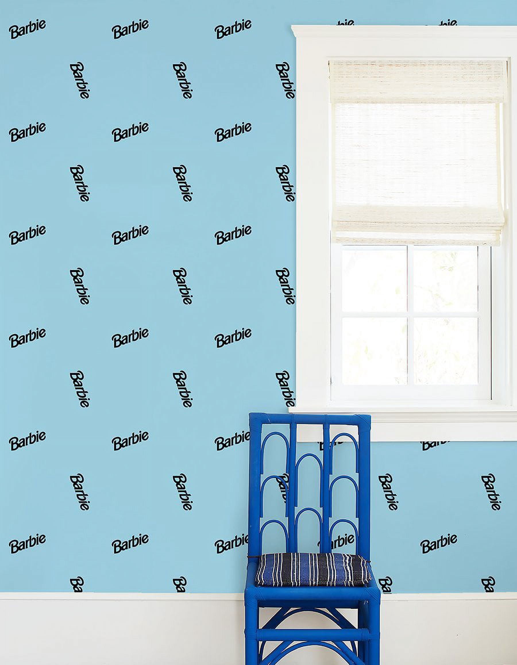 Barbie 90s Logo Removable Vinyl Wallpaper by Barbie - Baby Blue