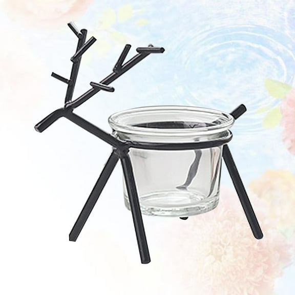 WHAMVOX  Iron Candle Stand Holders Christmas Decorations Reindeer Black