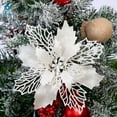 thumbnail image 2 of Deago Set of 24 Pcs Christmas Poinsettia Flowers Ornaments Glitter Floral Accessories Xmas Wreath Tree Decorations for Party Home Wedding, 2 of 9