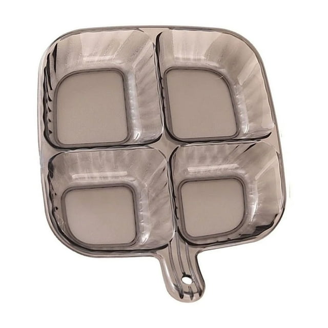 Piwvid Plateau-Repas Incassable à Compartiments, Assiettes de Souper en Mélamine pour Adultes, Plateau Sectionnel à 4 Compartiments avec Contrôle des Portions, Plat de Service Réutilisable pour Salade, Nouilles, Camping, Pique-Niques