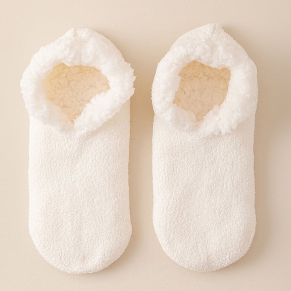 5 Pairs Cozy Winter Fuzzy Women Socks Grip Slippers Fluffy House Non Skid Microfiber Slipper Socks with Grips for Woman