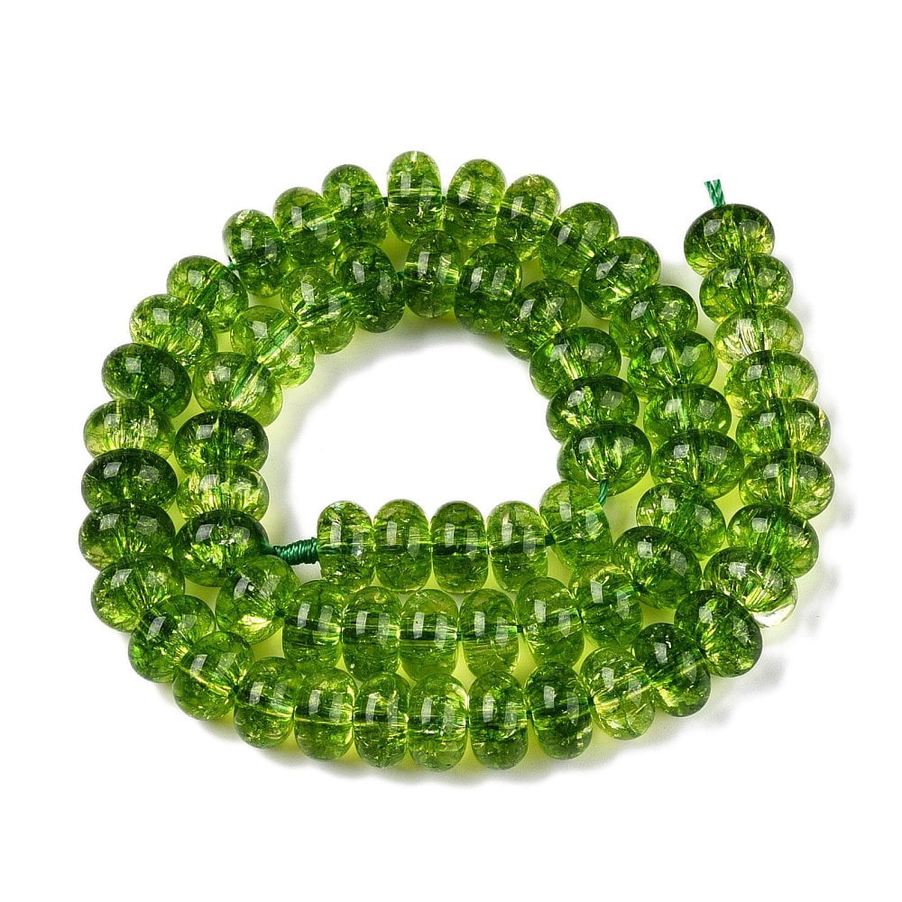 5 strand Baking Paint Transparent Glass Beads Strands Imitation Quartz Rondelle Olive Drab 10x6mm Hole: 1.2mm 65pcs/strand 14.96 inch(38cm)
