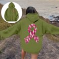thumbnail image 2 of Fiaer,Hoodies for Cancer Awareness,Womens Tops Loose Fit Casual Trendy,Long Sleeve Plus Size Drawstring Hooded Pullover with Pocket Green XXL, 2 of 7