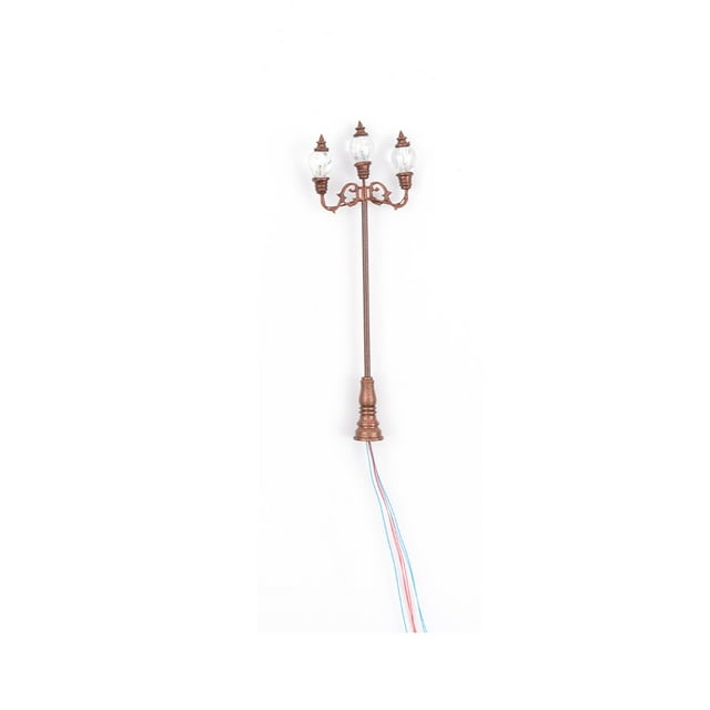 Injueey 1:87 farolas LED 3 cabezas modelo tren lámpara de cristal estilo Vintage decorativo DIY miniatura luz blanca cálida construcción Artesanía Bronce/Blanco cálido Injueey HA066524-06