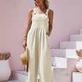 thumbnail image 1 of Wide Leg Overall Jumpsuit, Casual Button Front Suspender Jumpsuit, Women's Clothing, 1 of 5