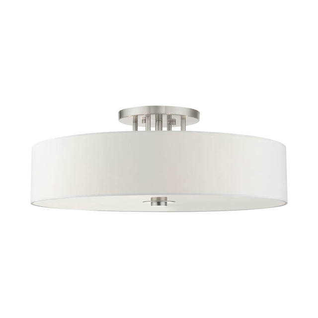 Livex Lighting Meridian 6 Light Brushed Nickel Ceiling Mount, 30 x 30 x 11.25, Silver