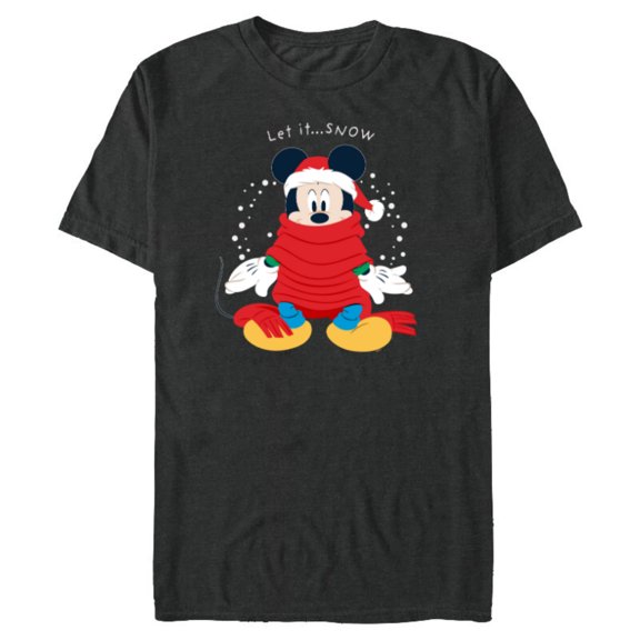 Disney Mickey Mouse Christmas Santa Hat & Scarf Let it Snow - Short Sleeve Blended T-Shirt for Adults - Customized-Dark Heather