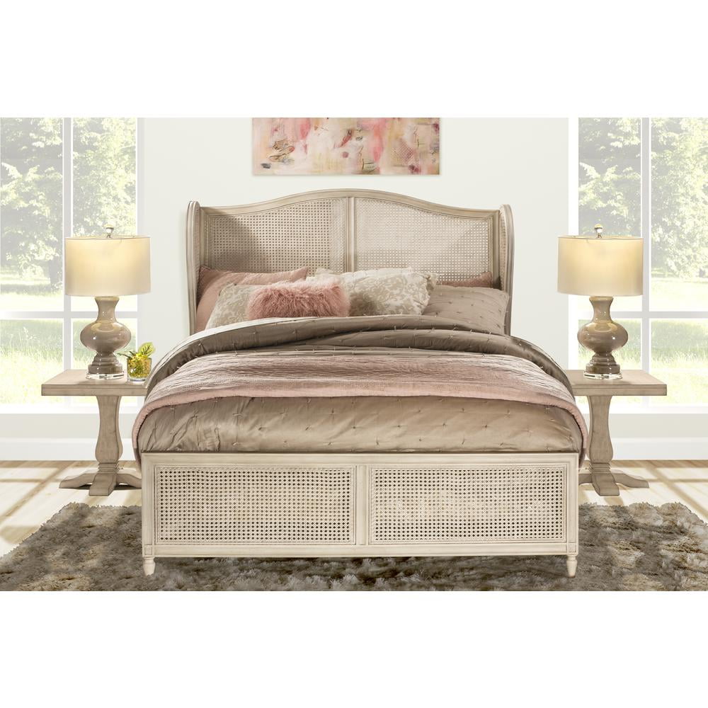Hillsdale Furniture Sausalito Queen Cane Bed Antique White Walmart Com Walmart Com