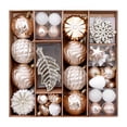 thumbnail image 6 of Dmlowu 62Pcs Shatterproof Christmas Ball Ornaments, Champagne Gold Christmas Ornaments with Snowflake Pinecone Leaf Pendants, Holiday Party Garland Christmas Tree Decorations, 6 of 8