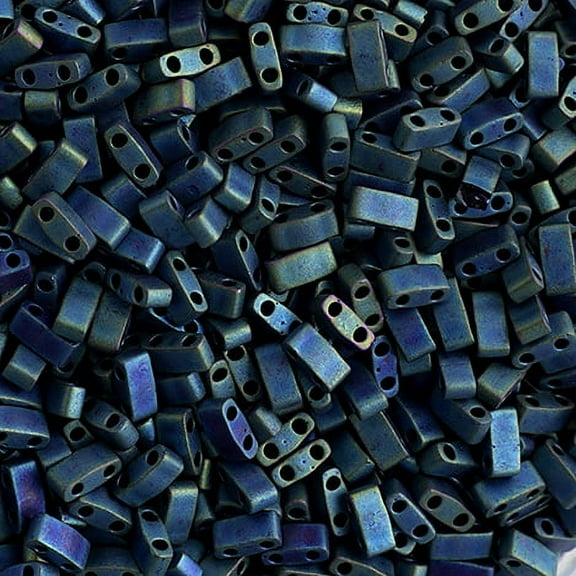 Miyuki Half Tila Cut 5x2.3mm (5.2g) 2-Hole Beads Opaque Green Matte HTL2064