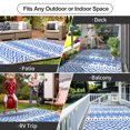 thumbnail image 5 of Outdoor Rug Mat for Patio,  6x9ft Waterproof Reversible Plastic Straw Rugs,  Camping Carpet Area Mats for RV, Porch, Deck, Backyard,  Balcony, Camper, Picnic, Beach, Trailer, Blue & White, 5 of 7