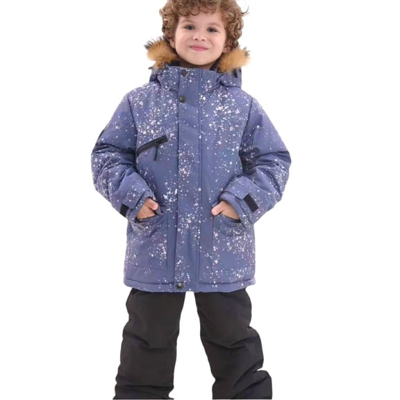Mercatoo Girl 2 Piece Snowsuit Kids Waterproof Hooded Fleece Lined Jacket and Pants Winter Insulated Ski Suit Boys Winter Clothing Sets Snowwear