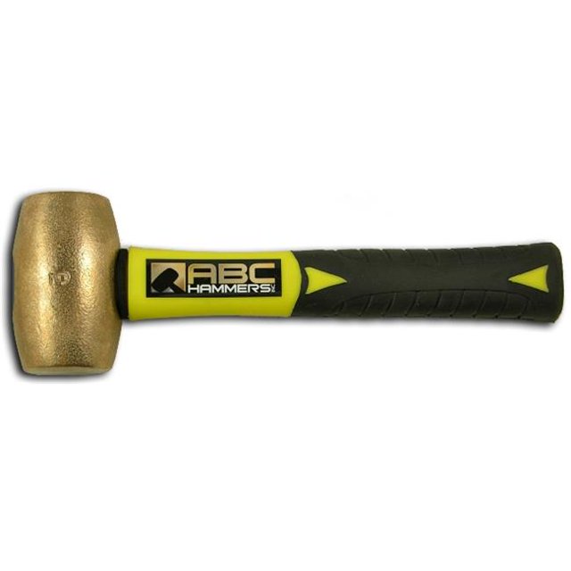 ABC Hammers 3 Lb. Brass Hammer With 10 In. Fiberglass Handle