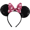 thumbnail image 2 of Minnie Mouse Ears Headband, Pink and White Polka Dot Bow, 2 of 9