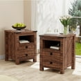 thumbnail image 3 of OKD Farmhouse Nightstand Set of 2 with Charging Station for Bedroom, 2-Drawer End Table, Reclaimed Barnwood, 3 of 7