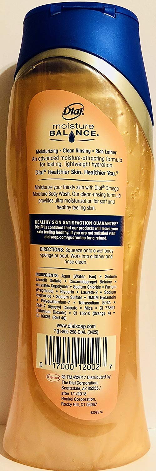 Dial Moisturizing Body Wash - Omega Moisture - Net Wt. 16 FL OZ 473 mL Per Bottle