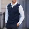 thumbnail image 6 of GBSYEWXS Vest Sweater For Men Sleeveless Solid Color Pullover Outdoor Autumn V-Neck Sweaters Navy, 6 of 8