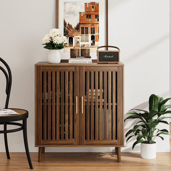Smuxee Buffet Cabinet with Storage,Kitchen Sideboard Cabinet with Grille Door,Walnut