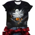thumbnail image 6 of Women's Lace Ghost Pumpkin Graphic T-Shirts Halloween Creepy Cute Short Sleeve Crew Neck Tops Casual Fall Novelty Tees Holiday Party Clothes, 6 of 6