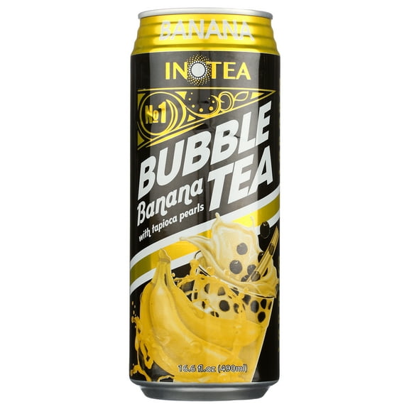 Pack of 12, Inotea Banana Bubble Tea with Tapioca Pearls, 16.6 fl oz