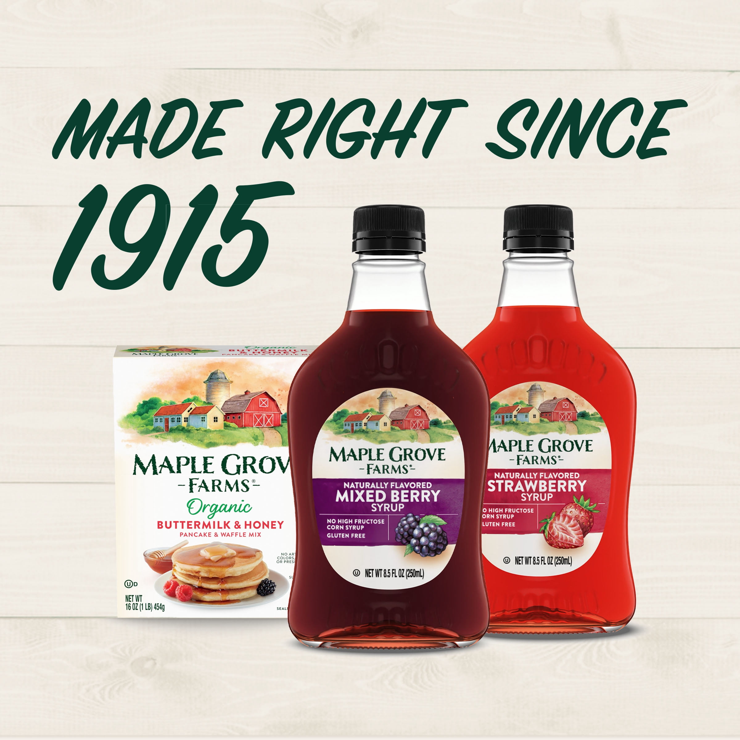 Maple Grove Farms Mixed Berry Flavored Syrup, Mixed Berry Syrup, 8.5 fl oz Bottle
