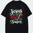 thumbnail image 3 of Christmas T Shirt Black Jesus Is The Reason For The Season With Candy Cane Cross And Holly Design For Holiday Celebration, 3 of 4