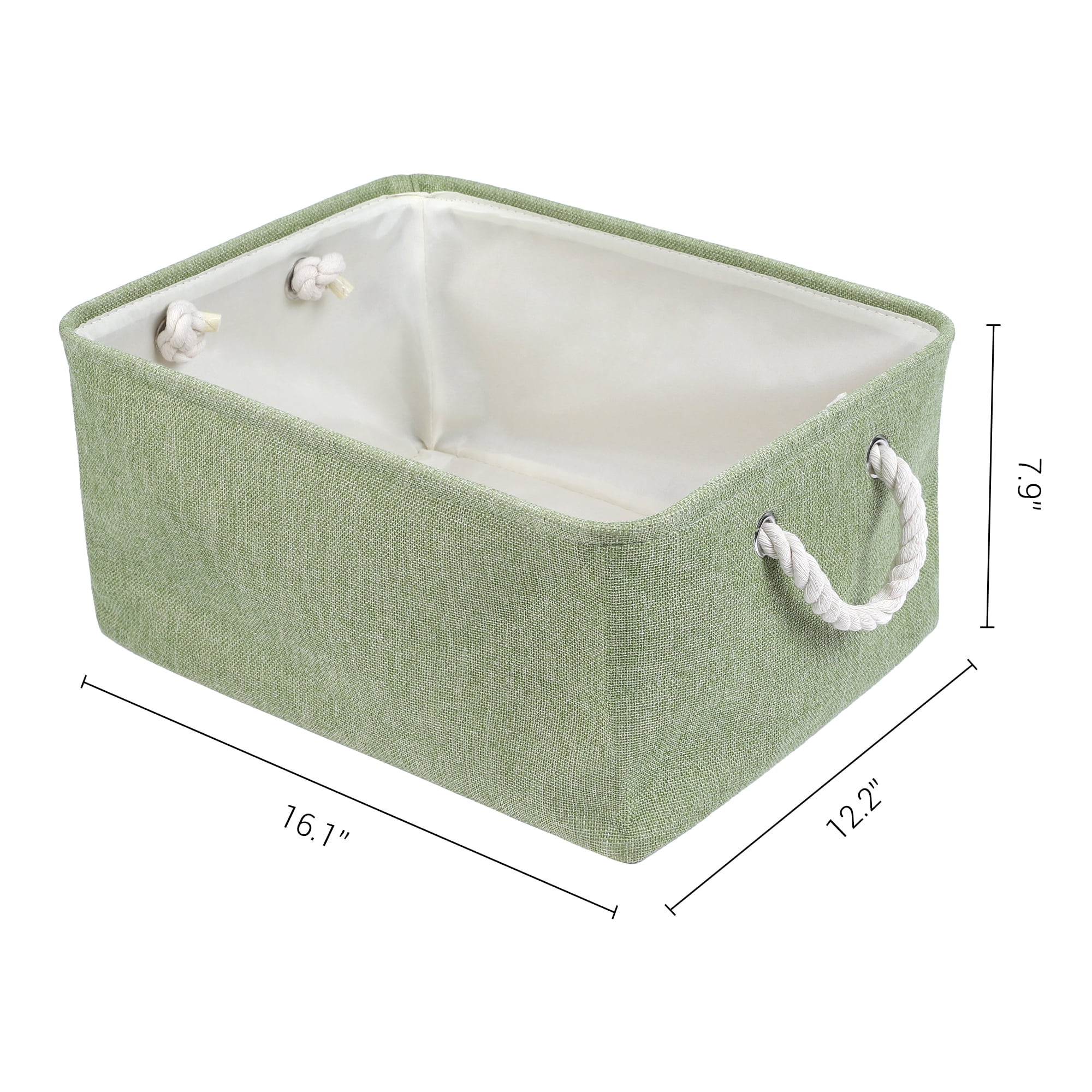 Unique Bargains Storage Bin with Handles for Closet Organizers Green 16.1"x12.2"x7.9"