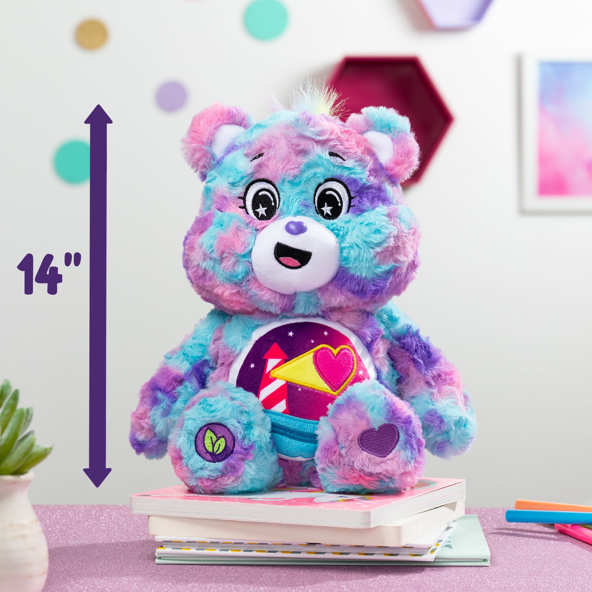 Care Bears - 14" Medium Plush  - Color Splash Collection - Loveshine Bear ,  Ages 4 Year and Up