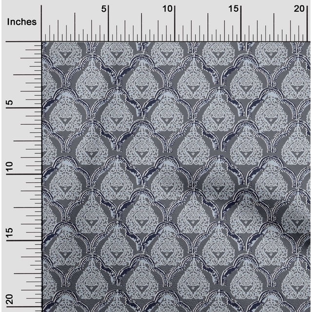 oneOone Cotton Poplin Fabric Damask & Floral Block Print Sewing Fabric BTY 42 Inch Wide