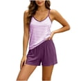 thumbnail image 3 of SROBPTY Pajama Set for Womens Print Crew Neck Sleeveless Tops Sleepwear Shorts, 3 of 5