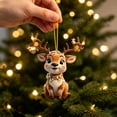 thumbnail image 6 of Hyknon Cute Acrylic Christmas Ornaments Pendant, Clear 2D Flat Festive Decor with Hanging Rope, Thick Reindeer Rearview Mirror Pendant, Portable Hanging Decor for Xmas Tree Car Backpack Holiday Gifts, 6 of 7