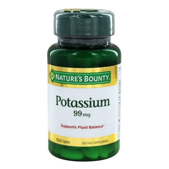 Natures Bounty Potassium Gluconate 99 Mg Supplement Caplets, 100 Ea, 2 Pack