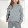 thumbnail image 2 of Toddler Girls Outfits Sets Hoodie Pants Kids Casual Letter Print Sweatshirt Joggers Comfy Two Piece Winter Cute Girls Fall Clothes Grey Size 4-5T, 2 of 4