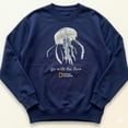 thumbnail image 3 of National Geographic Jellyfish "Go With The Flow" t-shirt, Vintage Style Jellyfish Graphic Crewneck, Ocean Lover Gift, 3 of 4