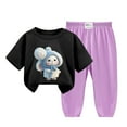 thumbnail image 1 of Odeerbi 2-12 Años Niño Niña Conjunto de Verano Camiseta de Manga Corta de Algodón Ice Silk Pantalón de Chándal Conjunto de Dos Piezas de Ropa Interior Estampada, 1 of 4