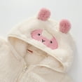 thumbnail image 6 of Kid's Cute Plush Jackets Bear Ears Hooded Front Zip Color Block Fleece Thermal Comfy Outwear Spring Fall Trendy Outfits (4 Years, White), 6 of 9