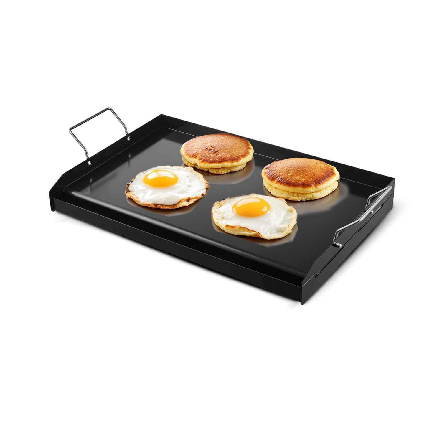 KFFKFF Carbon Steel Griddle, Flat Top Rectangular Plate, Carbon Steel, 24×14 in, Black