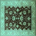 thumbnail image 1 of Ahgly Company Machine Washable Indoor Square Oriental Turquoise Blue Industrial Area Rugs, 3' Square, 1 of 4