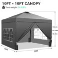 thumbnail image 2 of Wesfital 10x10 Pop Up Canopy with 4 Sidewalls, Portable Outdoor Canopy Tent with Carrying Bag, Adjustable Height, Water-Resistant, UV Protection, Easy Setup Canopy for Events, Parties, Camping, Gray, 2 of 7