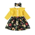 thumbnail image 1 of Birdeem Robe à Manches Longues à Imprimé Floral Léopard pour Bébé Fille avec Bandeau Ensemble Deux Pièces, 1 of 9