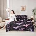 thumbnail image 5 of Homewish Dark Floral Halloween Bat 7-Piece Twin Bedding,Pink Branch Blossom Print Bedding Comforter Set,Black Mauve,Black Reversible, 5 of 8