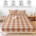 thumbnail image 5 of Queen Size Fitted Sheet Set - Dark Orange Checkered 3 Piece Bedding Sets 16" Deep Pocket Fitted Sheet with 2 Pillowcases, Fall Farmhouse Buffalo Plaid Linen Brushed Microfiber Hotel Luxury Bed Sheets, 5 of 9