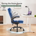 thumbnail image 4 of Ergonomic Office Chair High Back with Lumbar Support, PU Leather Desk Chair, Adjustable Height & Flip-Up Armrests, Swivel Rolling Wheels for Home Office, Computer Gaming Chair (Blue), 4 of 6